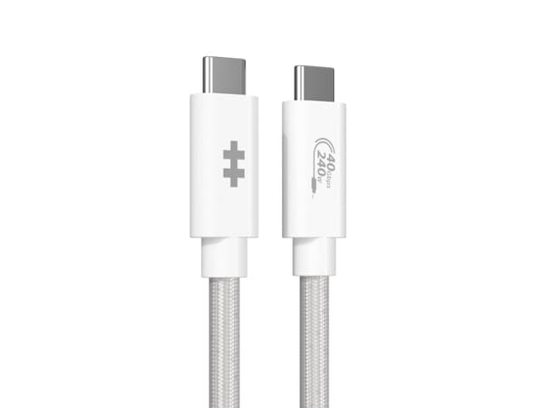 Hyper HyperDrive Next - USB-kaapeli - 24-nastainen USB-C (uros) - 24-nastainen USB-C (uros) - USB4 - 1,2 m - valkoinen - valkoinen