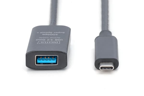 DIGITUS - USB-förlängningskabel - 24 pin USB-C (hane) till USB typ A (hona) - USB 3.2 - 5 m - aktiv, upp till 10 Gbps dataöverföringshastighet - svar