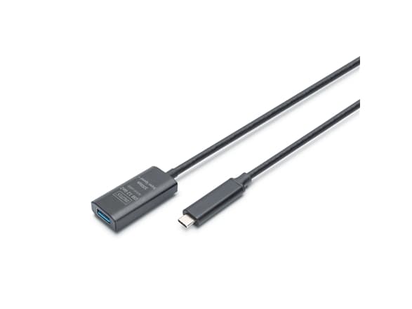DIGITUS - USB-förlängningskabel - 24 pin USB-C (hane) till USB typ A (hona) - USB 3.2 - 5 m - aktiv, upp till 10 Gbps dataöverföringshastighet - svar