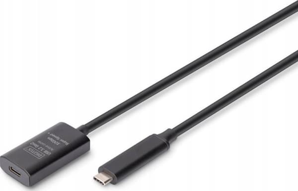 DIGITUS - USB-förlängningskabel - 24 pin USB-C (hane) till 24 pin USB-C (hona) - USB 3.1 - 5 V - 5 m - svart