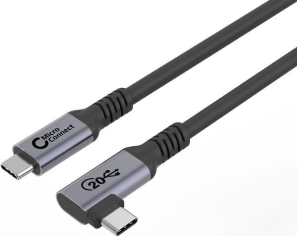 MicroConnect - USB-kabel - 24 pin USB-C (hann) rett til 24 pin USB-C (hann) vinklet - USB 3.2 Gen 2x2 - 20 V - 5 A - 5 m - up to 20 Gbps data transfe