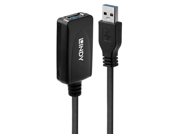 Lindy 43155, 5 m, USB A, USB A, USB 3.2 Gen 1 (3.1 Gen 1), 5 Gbit/s, Svart