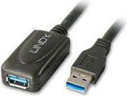 Lindy 43155, 5 m, USB A, USB A, USB 3.2 Gen 1 (3.1 Gen 1), 5 Gbit/s, Svart