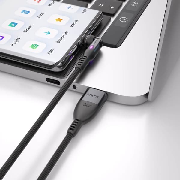 STATIK Kabel PowerPivot Pro Nylonflettet USB-C Til USB-C Sort 1m