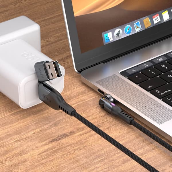 STATIK Kabel PowerPivot Pro Nylonflettet USB-C Til USB-C Sort 1m