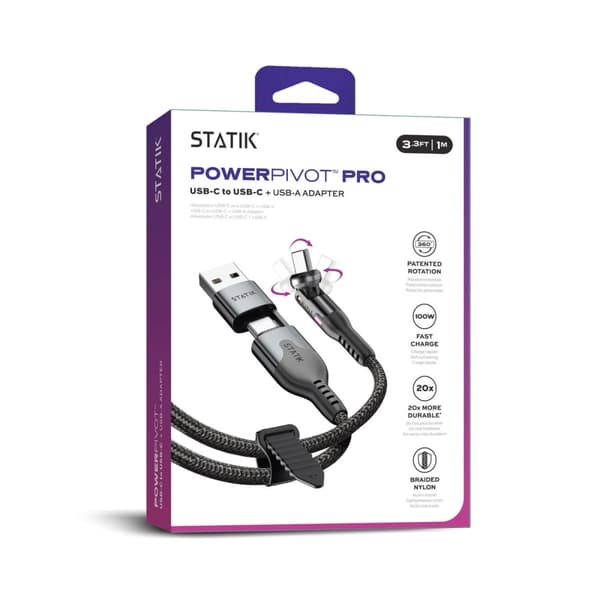 STATIK Kabel PowerPivot Pro Nylonflettet USB-C Til USB-C Sort 1m