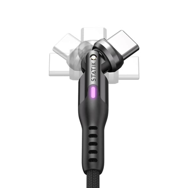STATIK Kabel PowerPivot Pro Nylonflettet USB-C Til USB-C Sort 1m