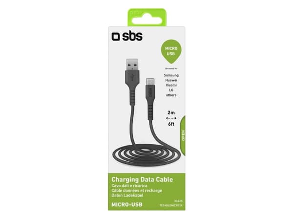 SBS TECABLEMICRO2K 2m USB A Micro-USB B uros uros musta USB-kaapeli (TEKabelMICRO2K)