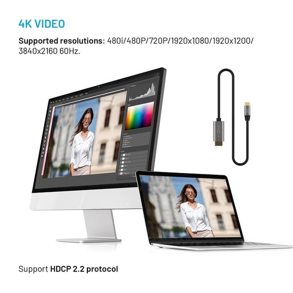 Fixed Kabel Video USB-C til HDMI 4K/60Hz 2m