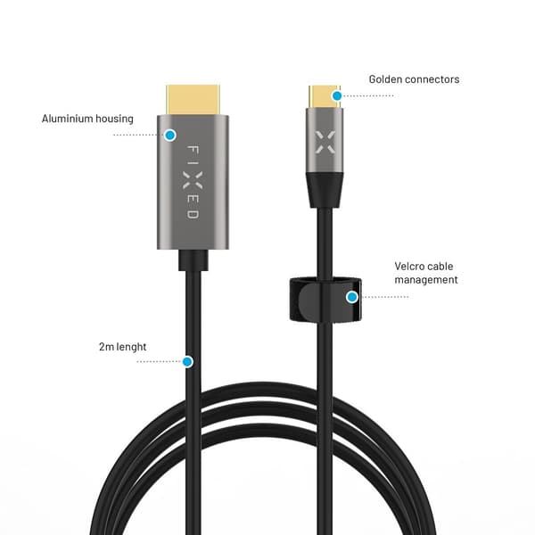 Fixed Kabel Video USB-C til HDMI 4K/60Hz 2m