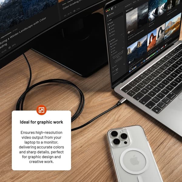 Fixed Kabel Video USB-C til HDMI 4K/60Hz 2m