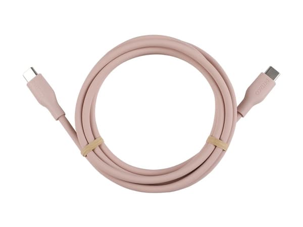 DELTACO Multimedia - USB-kabel - 24 pin USB-C (hane) till 24 pin USB-C (hane) - USB 2.0 - 3 A - 1.5 m - Snabbladdning upp till 60 W - rosa