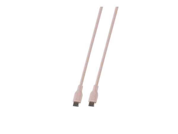 DELTACO Multimedia - USB-kabel - 24 pin USB-C (hane) till 24 pin USB-C (hane) - USB 2.0 - 3 A - 1.5 m - Snabbladdning upp till 60 W - rosa