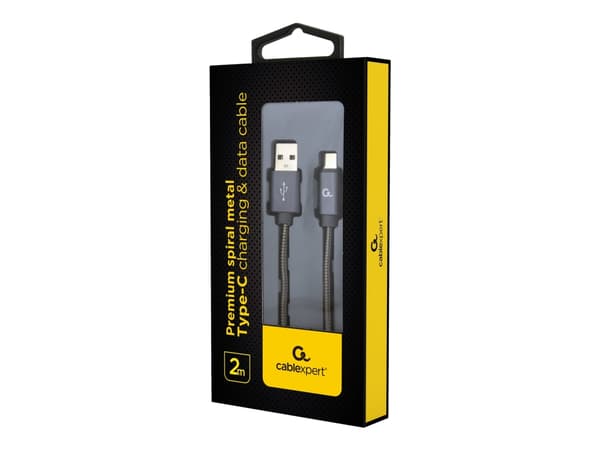 Cablexpert Premium - USB-kabel - 24 pin USB-C (hane) till USB (hane) - USB 2.0 - 2.1 A - 2 m - grå-metallic