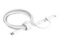 Miniatyrbild 1 av 5: Belkin BoostCharge Pro 2-in-1 - USB-kabel - 24 pin USB-C (hane) till 24 pin USB-C, Lightning (hane) - USB 2.0 - 1.5 m - Snabbladdning upp till 60 W,