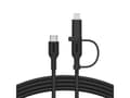 Miniatyrbild 4 av 5: Belkin BoostCharge Pro 2-in-1 - USB-kabel - 24 pin USB-C (hane) till 24 pin USB-C, Lightning (hane) - USB 2.0 - 1.5 m - Snabbladdning upp till 60 W,