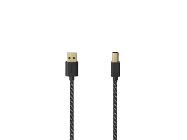 Hama 00201001, 1,5 m, USB A, USB B, USB 2.0, 0,48 Gbit/s, Svart, Silver