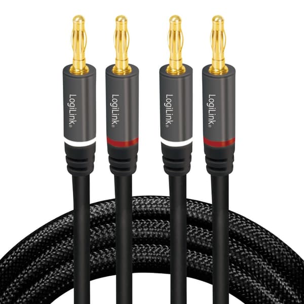 LogiLink Høyttalerkabel 2 x 2,5 mm² med banankontakter Svart 3 meter