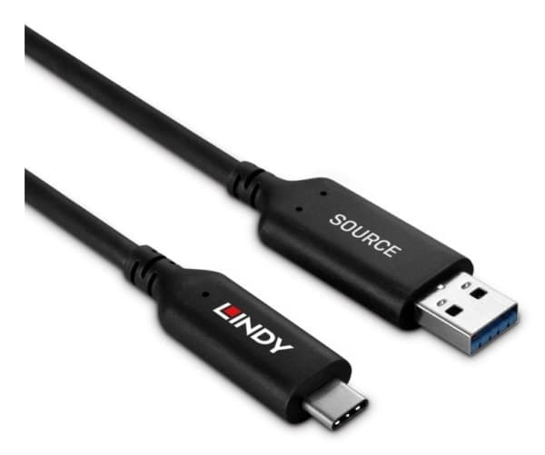 Lindy 43396, 25 m, USB A, USB C, USB 3.2 Gen 1 (3.1 Gen 1), 5 Gbit/s, Svart