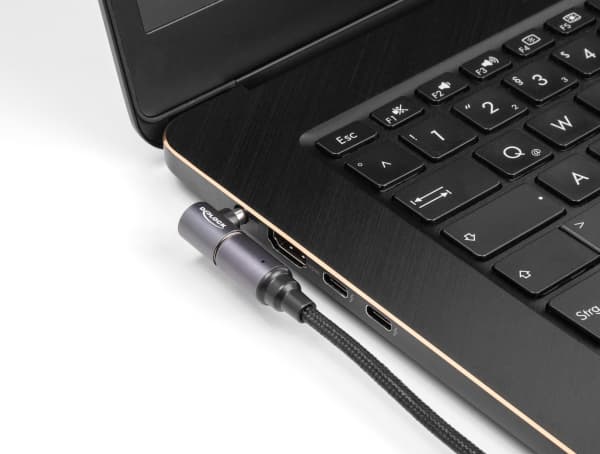 Delock - Strømkabel - 24 pin USB-C (hunn) til 8-stiftskontakt magnetisk - 20 V - 3 A - 15 cm - antrasitt, svart