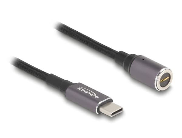 Delock - Strømkabel - 24 pin USB-C (hunn) til 8-stiftskontakt magnetisk - 20 V - 3 A - 15 cm - antrasitt, svart