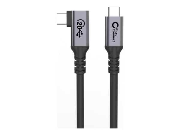 MicroConnect - USB-kabel - 24 pin USB-C (hane) rak till 24 pin USB-C (hane) vinklad - USB 3.2 Gen 2x2 - 20 V - 5 A - 50 cm - USB-strömförsörjning (10