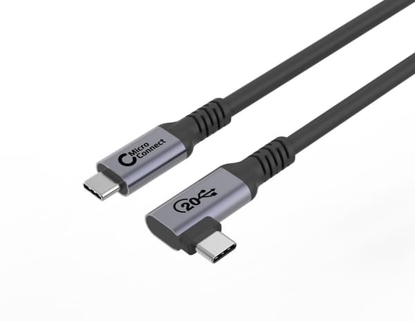 MicroConnect - USB-kabel - 24 pin USB-C (hane) rak till 24 pin USB-C (hane) vinklad - USB 3.2 Gen 2x2 - 20 V - 5 A - 50 cm - USB-strömförsörjning (10