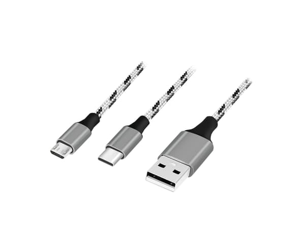 LogiLink CU0202, 1,2 m, USB A, USB C/Micro-USB A, USB 2.0, 0,48 Gbit/s, Grå