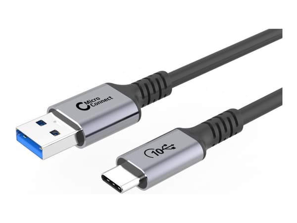 MicroConnect - USB-kabel - 24 pin USB-C (hane) rak till USB (hane) rak - USB 3.2 Gen 2 - 20 V - 3 A - 25 cm - USB Power Delivery (60W), upp till 10 G