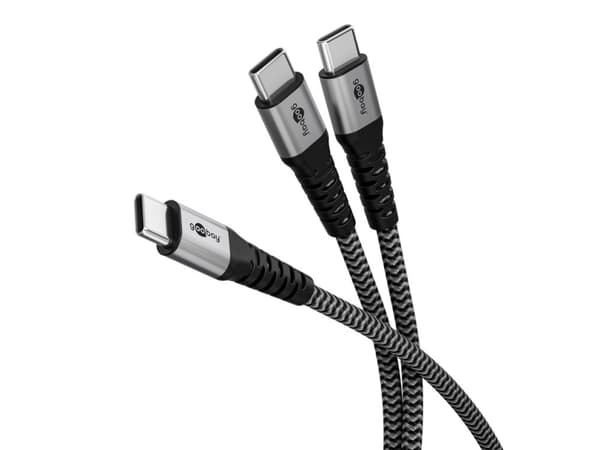 Goobay 75739, 1,5 m, USB C, 2 x USB C, 0,48 Gbit/s, Svart, Grå