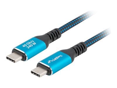 Lanberg - USB-kabel - 24 pin USB-C (hane) till 24 pin USB-C (hane) - USB4 - 2 m - USB-strömförsörjning (240W), 8K60 Hz (7680 x 4320) stöd, upp till 4