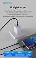 Pikkukuva 3 / 7: 2i1 DEVIA USB-C till Lightning  (12W) + USB-C (60W) Snabbladdning kabel, 1.2m