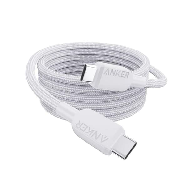 Anker USB-C-USB-C-kaapeli (6 jalkaa, 240 W, punottu) - Valkoinen