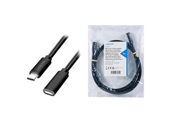 LogiLink CU0211, 2 m, USB C, USB C, USB 2.0, 0,48 Gbit/s, Svart