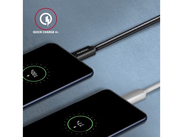 AXAGON BUCM32-CM05AB, SPEED+ kabelis USB-C <-> USB-C, 0.5m, USB 20Gbps, PD 100W 5A, 4K HD, ALU, oplet, cerný