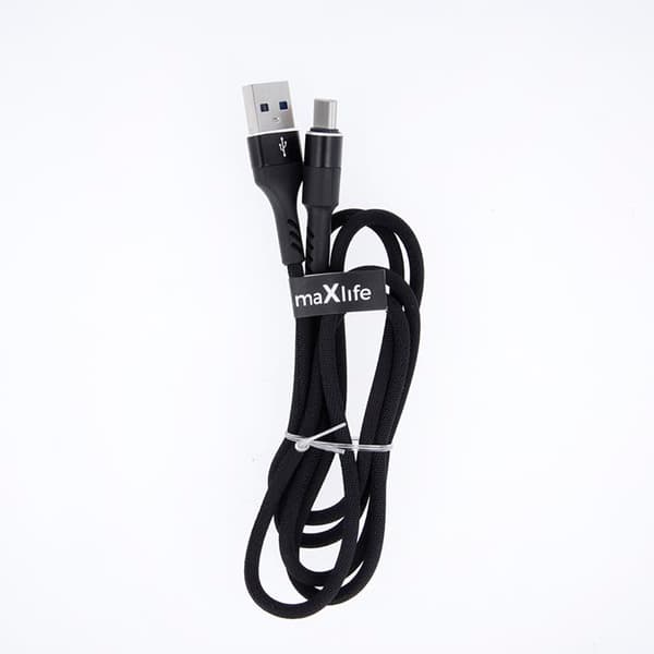 Maxlife USB Till USB-C Kabel 1m 2A MXUC-01 Nylon - Svart