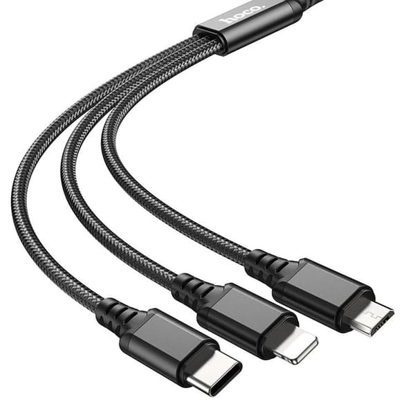 Hoco 3in1 USB-A till USB-C, Lightning, microUSB kabel X76 1m