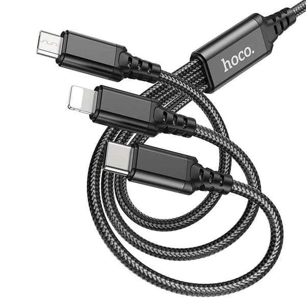 Hoco 3in1 USB-A till USB-C, Lightning, microUSB kabel X76 1m