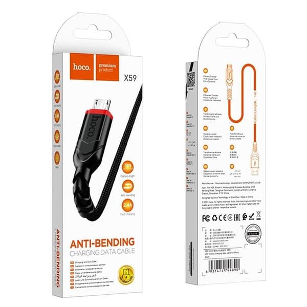 Hoco USB-A till Micro-USB 2.4A 3m Kabel X59 - Svart