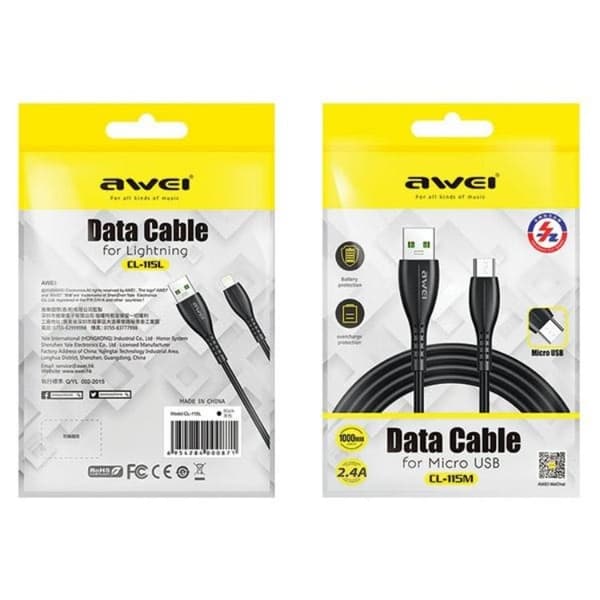 Awei USB-A Till USB-C 1m Kabel CL-115T - Svart