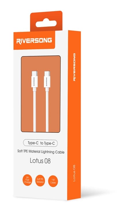 Riversong USB-C/USB-C Kabel 1m 3A Lotus 08 CT76 Light - Vit