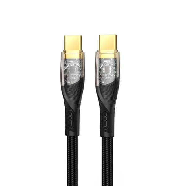 XO USB-C Till USB-C 60W 1m Kabel Clear NB-Q223B - Svart