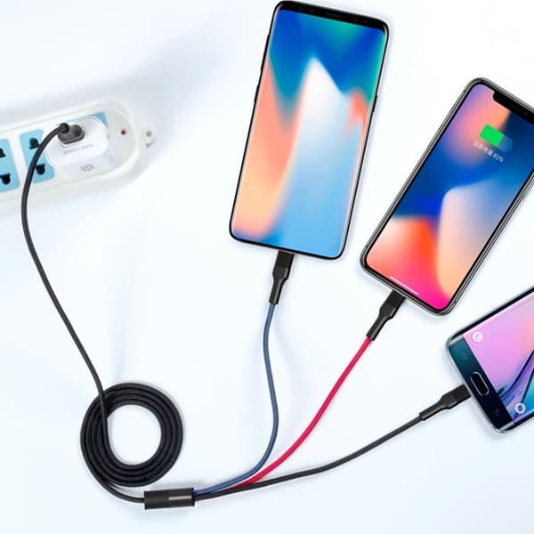 XO 3in1 USB/MicroUSB/Lightning/Typ-C 1.2m 3A NB54 Flerfärgad