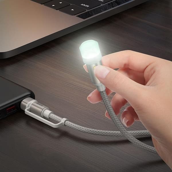 Hoco LED-ljus Till USB-A/USB-C Kabel Adapter UA38C - Svart