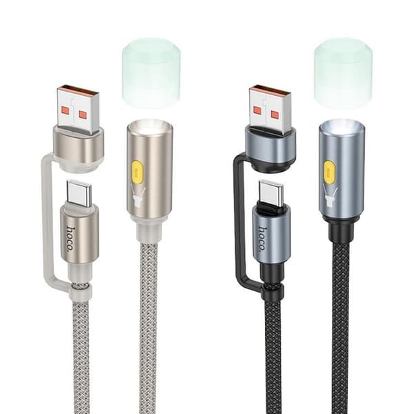 Hoco LED-ljus Till USB-A/USB-C Kabel Adapter UA38C - Guld