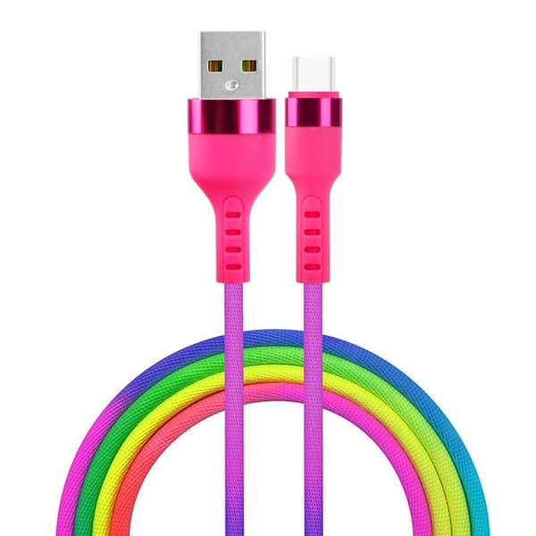 Setty USB Till USB-C Kabel 1.2m 2.1A KNA-C-1.22.113 Regnbåge