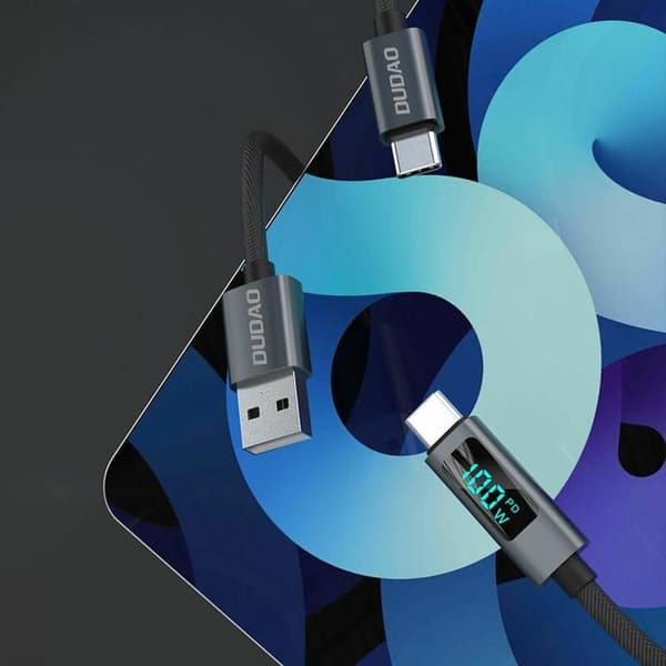 Dudao L7C USB-C - USB-C 100W Kabel med LED Display 1m - Svart