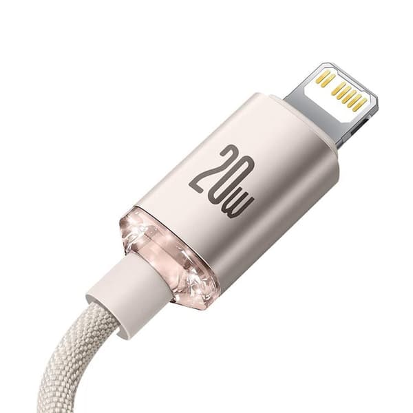 Baseus USB-C Till Lightning Kabel 20W 1.2m Crystal Shine Rosa