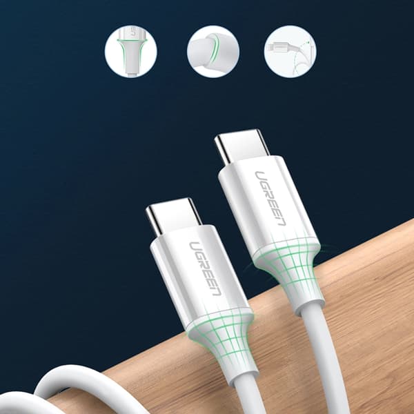 Ugreen USB-C Till USB-C PD QC AFC 1m Kabel - Vit