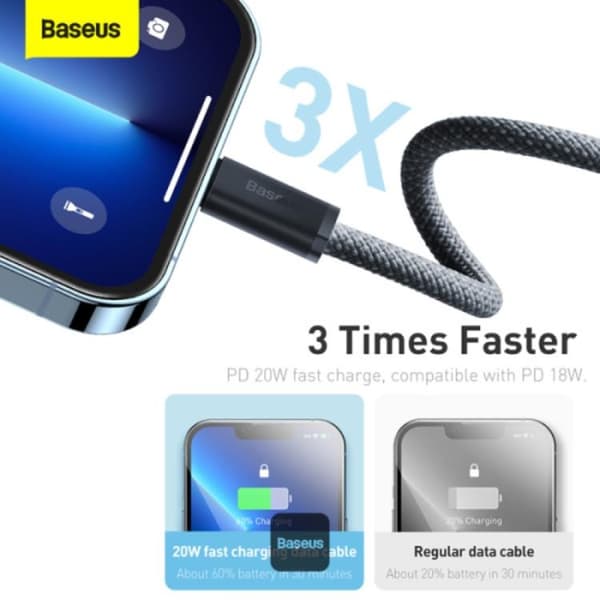 Baseus USB-C Till Lightning Kabel 20W 1m Dynamic PD - Svart